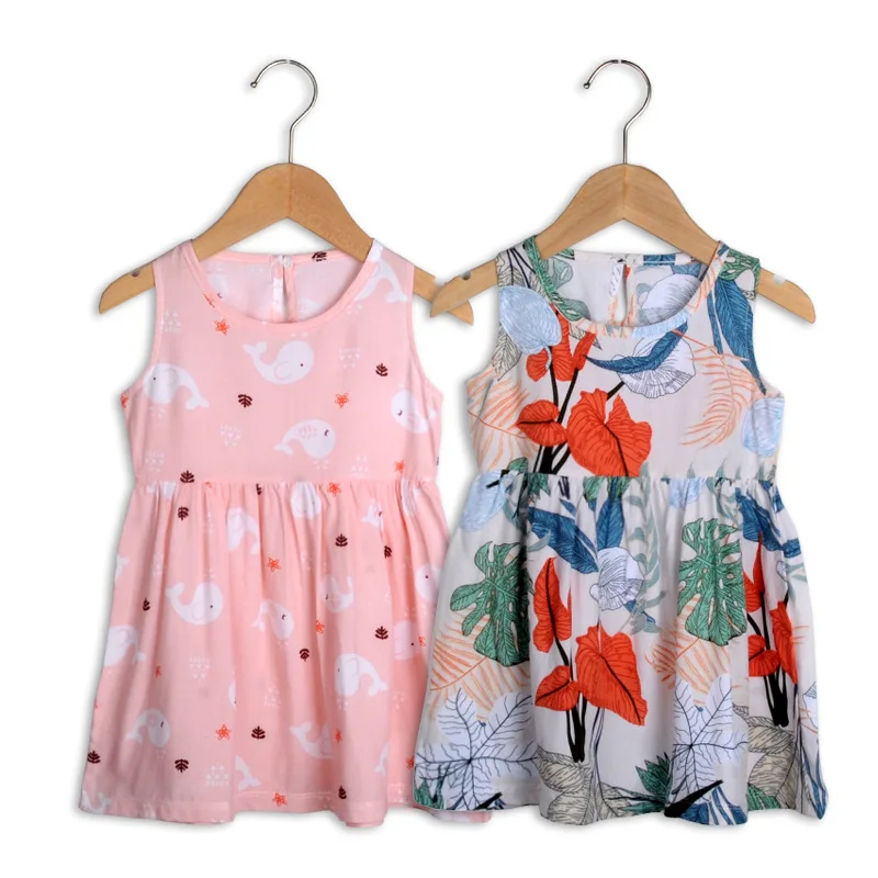 Summer Kid Girl Clothing Sleeveless Little Girl Dress New Style Lovely Printed Baby Girl Dress
