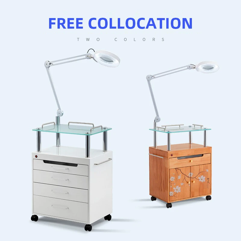 Wholesale Salon Shop Equipment Carts Manicure Chair Beauty Salon Trolley Cart With Folding Lamp