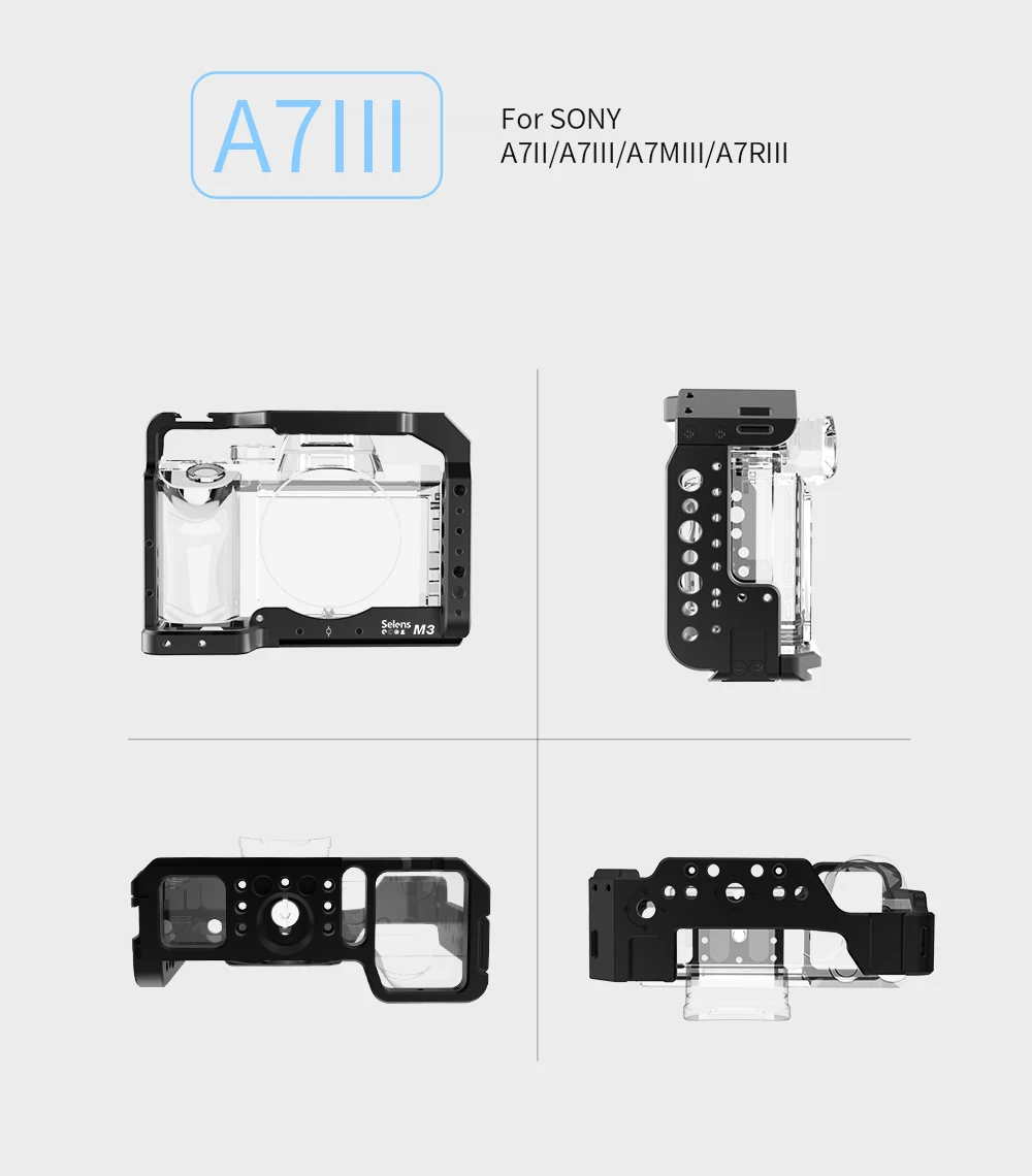 Selens Video Camera Cage Protective Case Stabilizers for SONY A7M3 A7R3 A7III M3 Mount Vlog Cage Support