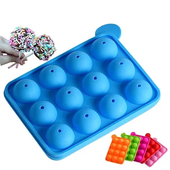 12 Holes Round Hard Candy Making Silicone Lollipop Mold Baking Tools