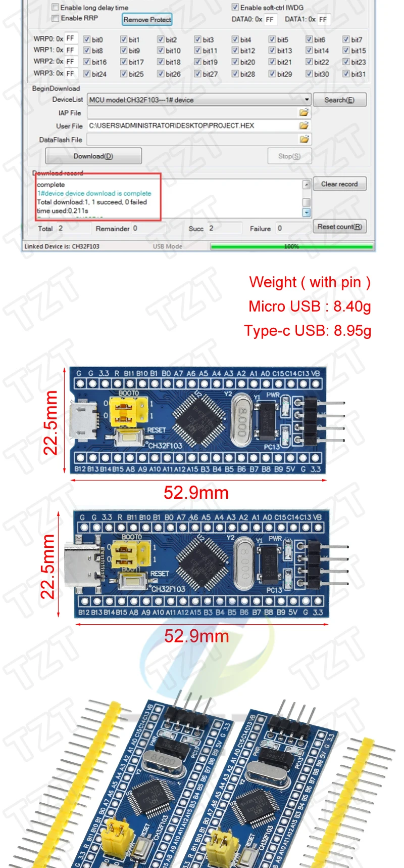 TZT CH32F103C8T6 STM32F103C8T6 ARM STM32 Minimum Development Board ...