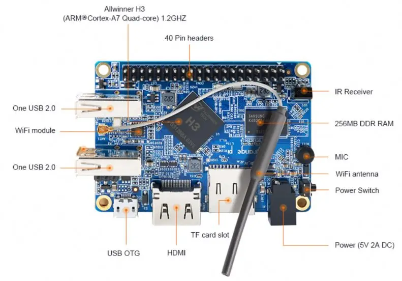 Lite naranja Pi con Quad Core 1,2 GHz 512MB DDR3 WiFi más allá de