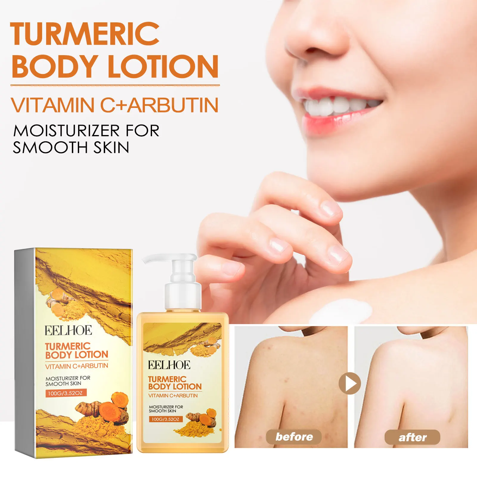 EELHOE Moisturizing Brightening Vitamin C Turmeric Whitening Body Lotion Cream 100ml