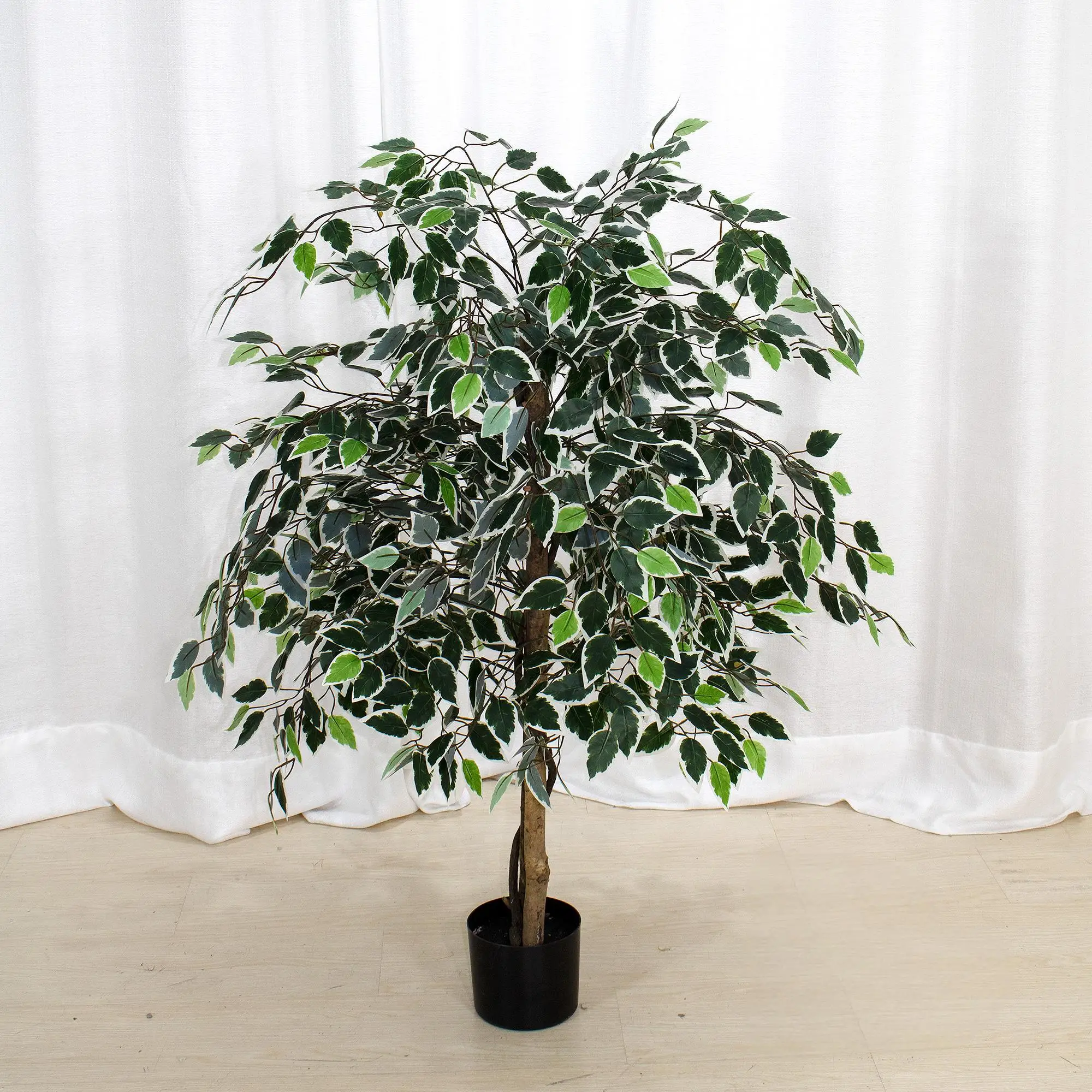 I737 искусственное баньяновое дерево с белыми краями листья искусственные растения для украшения оптовая продажа онлайн-упаковка