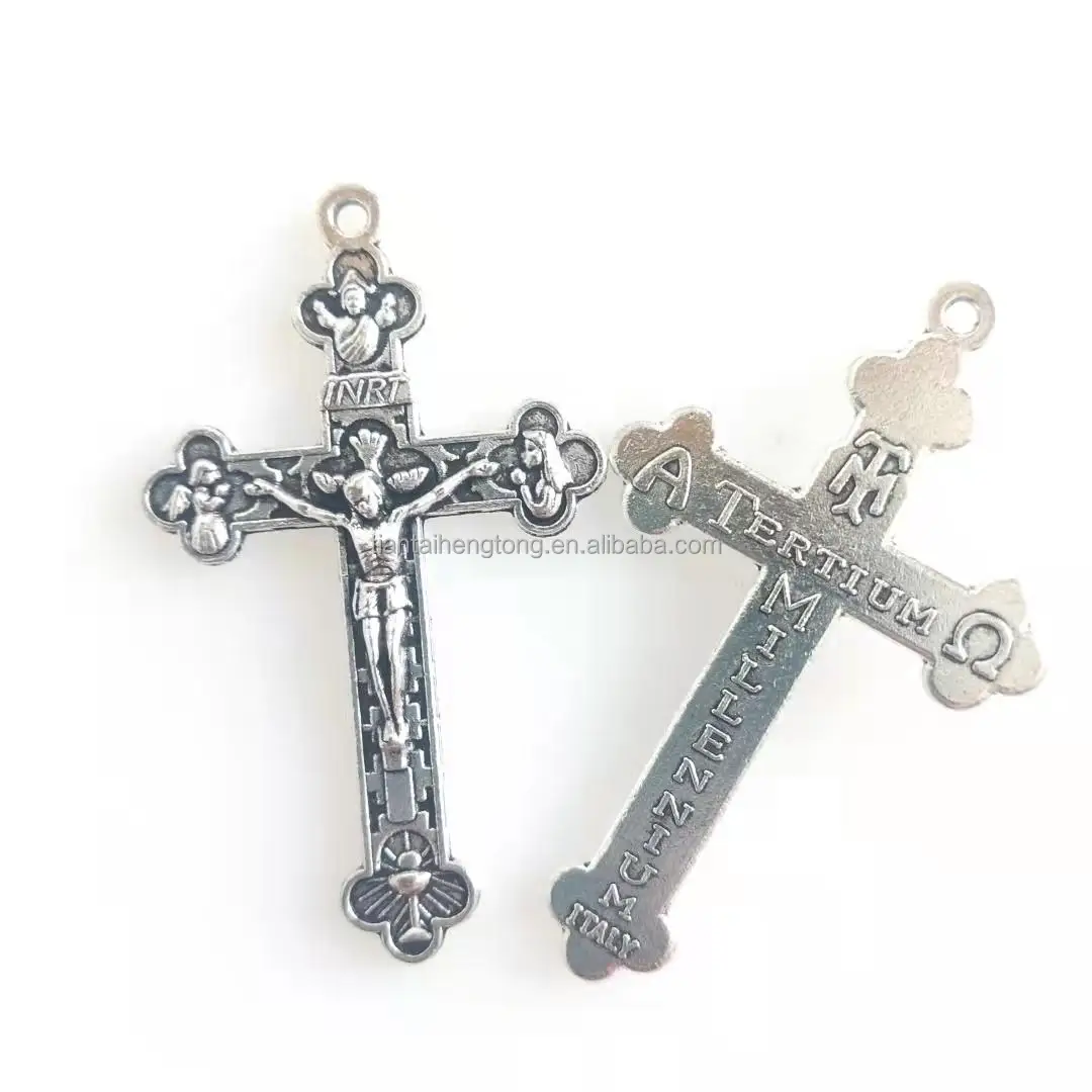 4 Silver Crucifix Cross Pendant Rosary Making Supplies Tertium Millennium  by TIJC SP1983 | (713) 783-2217