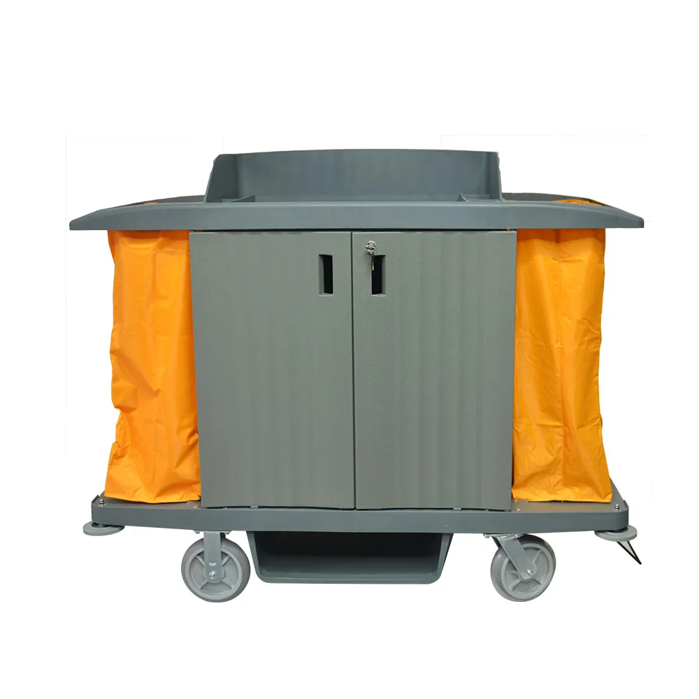 Commercial Multifunctional Janiror Equipment Hotel Hospital Cleaning Room Service Plastic Maid Trolley Housekeeping Cart