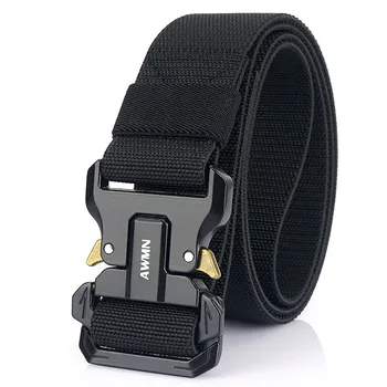 2021 New Outdoor Tactical Men's Belt Elastic Woven from Polyester Nylon Customizable Logo 38mm Width Quick Release Casual Style