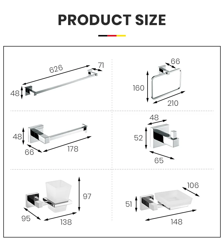 Europe New Wall Mounted Washroom Towel Rack Parts & Accessories Set 6