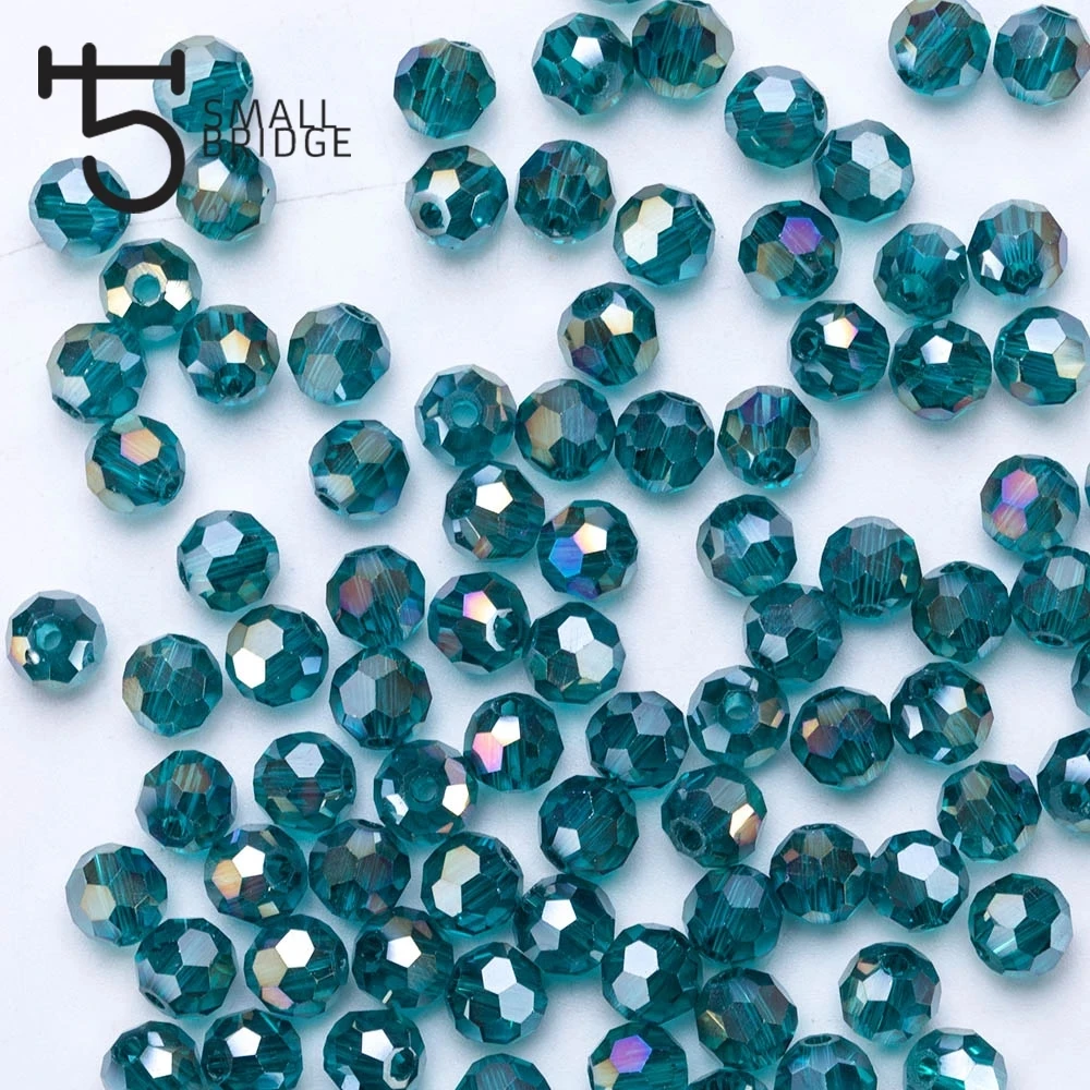 4mm Austria Green Faceted Ball Beads Women Diy Accessories for Jewelry Makging Spacer Crystal Glass Beads Wholesale