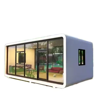 Luxury Small Smart One-Room Glass House Customizable Luxury Apple Prefab Villa Modular Prefabricated Container Steel Material
