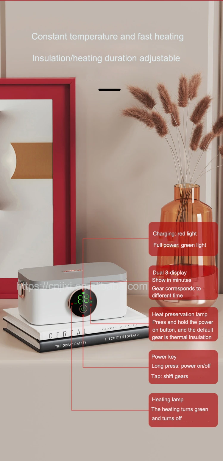 Usb Rechargeable Electric Heated Lunch Boxes 304 Stainless Steel