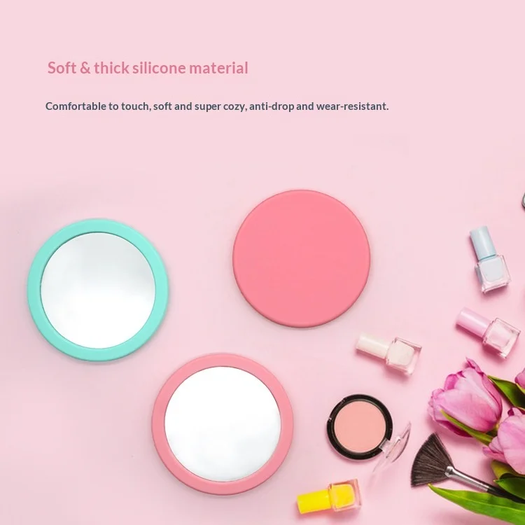 Silicone Silver Mirror Creative Cartoon Handheld Portable Anti-drop Touch-up Mirror Business Gift Customization preview 3