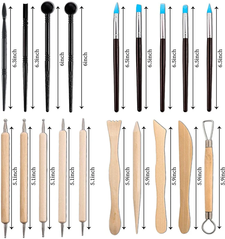 24PCS Polymer Clay Tools with Air Dry Clay Tools Ball Stylus Dotting Tools Rock Painting Kit for Sculpture Pottery