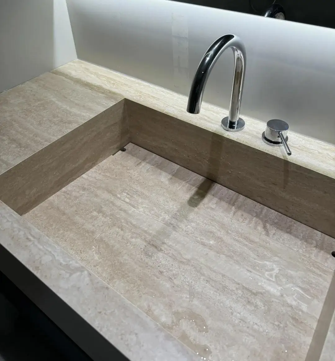 product modern wabi sabi style indoor natural travertine square toilet washbasin easy clean polished for bathroom washroom kitchen-6