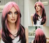 Pink-black hair ends dyed-63cm 24 inch