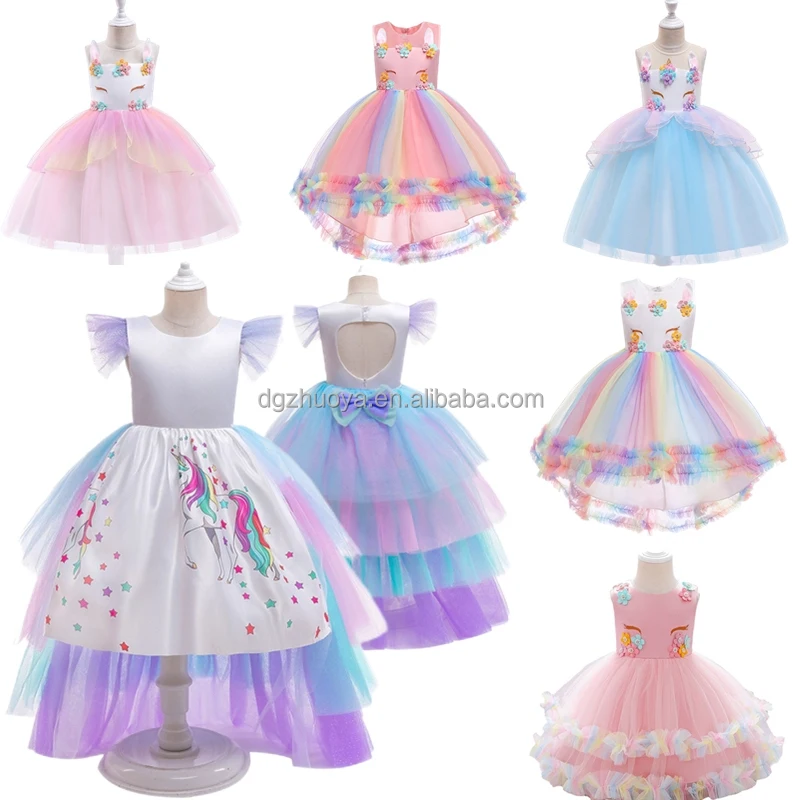 Children's Girls Wedding Gown Dress Princess Evening Party Dress Flower ...