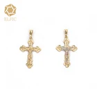 Cross Pendant Cross Elfic 18 K Gold And Tri Color Christian Cross Pendant Men's Necklace
