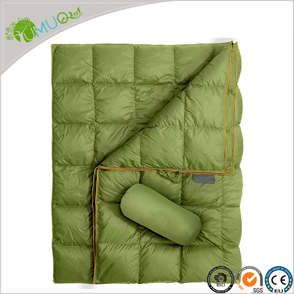 YumuQ Insulated 3 Layers Quilted Camping Puffy Throw Blanket For Outdoor Travel, Stadium, Hiking and Indoor Household