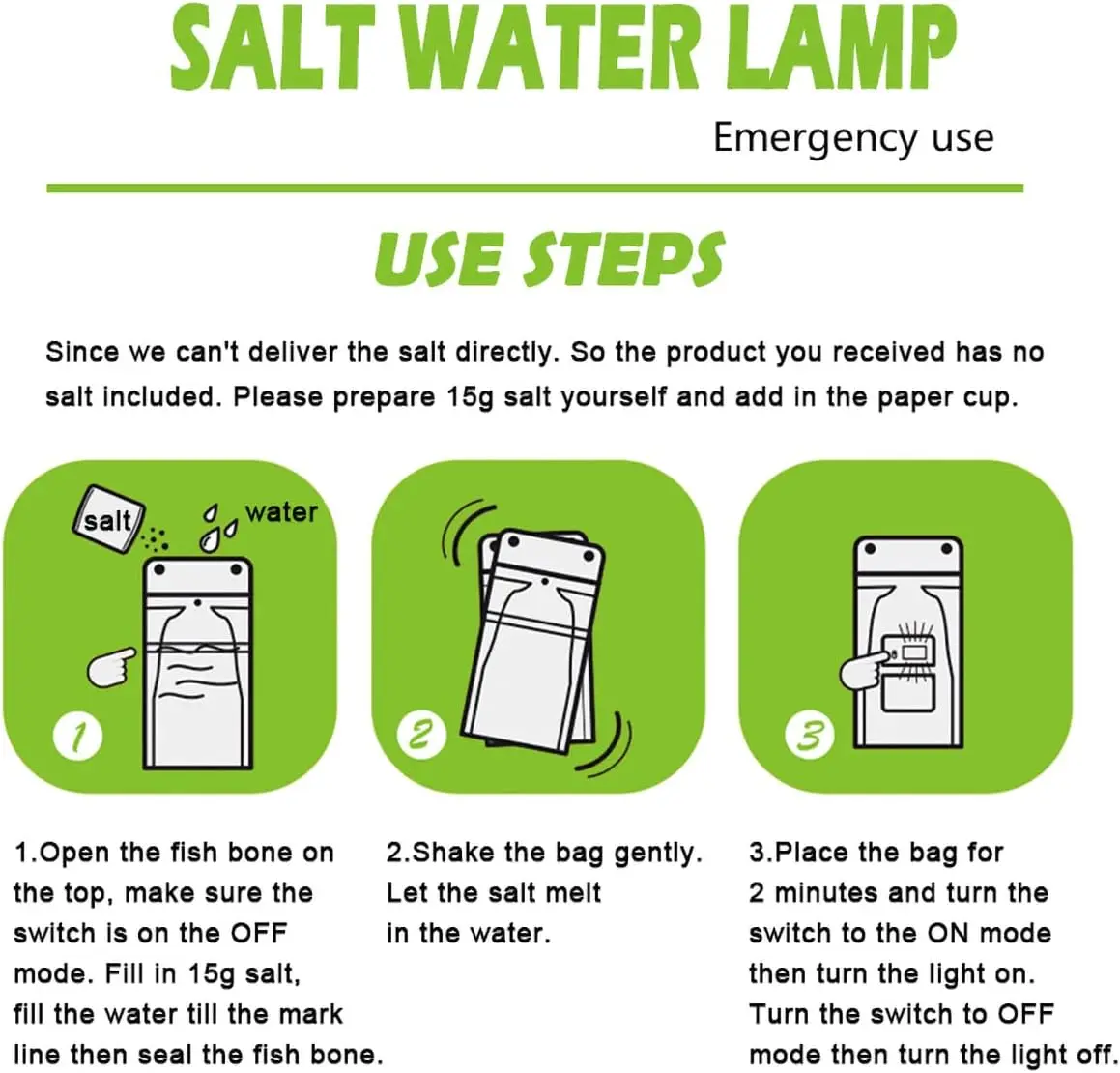Salt Water Lamp Outdoor Emergency Light, No Batteries Required - Portable Camping Essentials Night Fishing Hiking Camping Lamp