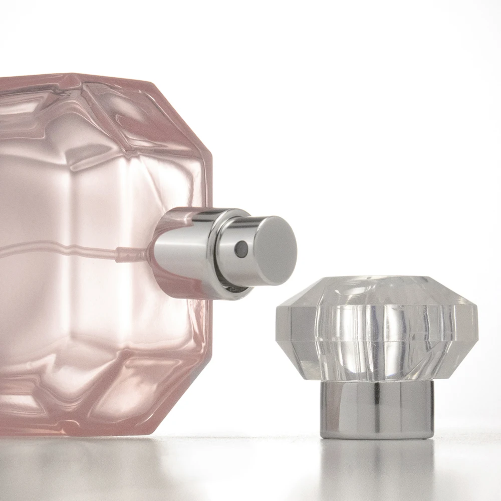 100ml 50 ml Hexagon Empty Glass Custom Women Pink Perfume Bottle