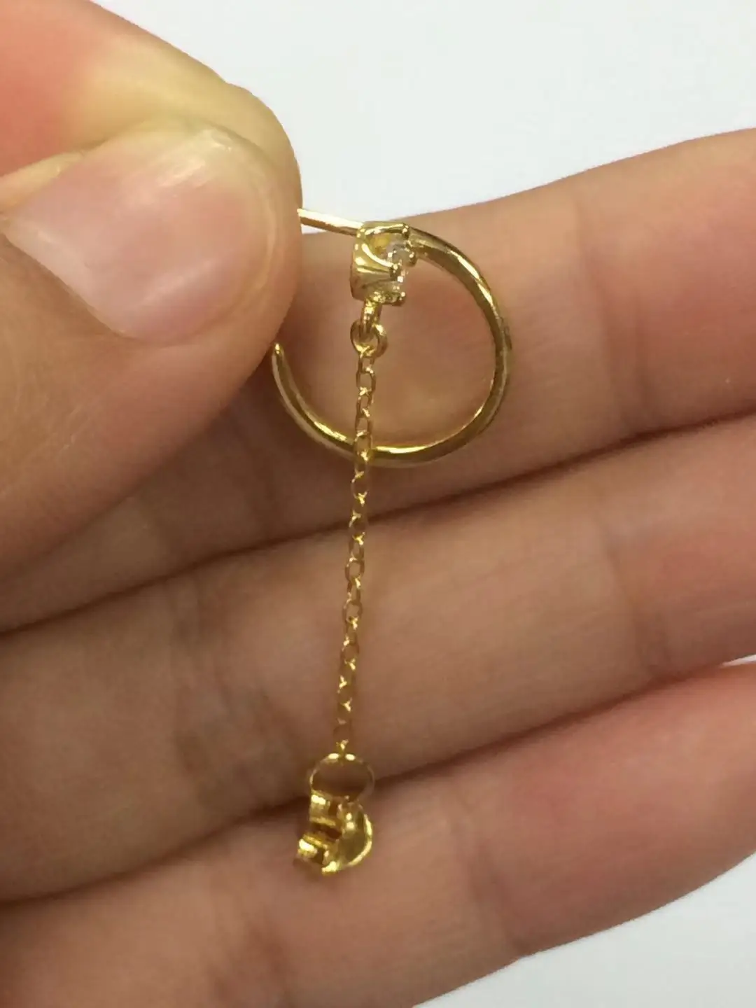 Customized 18K Gold Plated Thin Small Hoop and Chain Women Earring Jewelry 925 Sterling Silver for Women