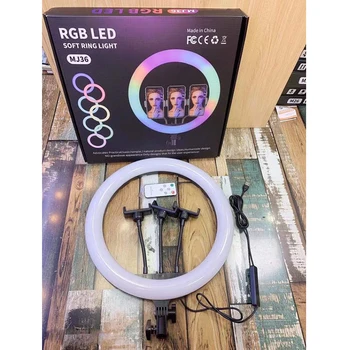 CPYP 14 Inch MJ36 RGB Circle Photography Lighting Led RGB Ring Light with Phone Tripod Stand for Selfile Live