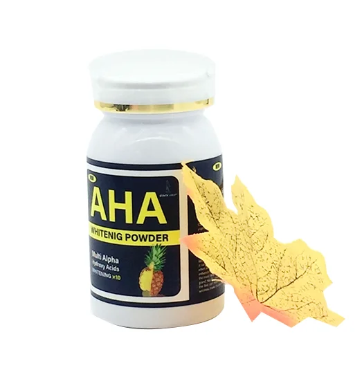 AHA Whitening Powder Multi  Hydroxy Acids  Skin Care with Kojic Extract for Skin Whitening Mix With Soap or Lotion