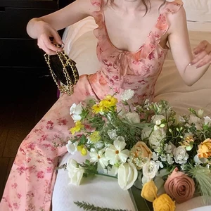 Women's Floral Dress Ladies Casual Summer Sleeveless Beach Long Flower Maxi Dresses