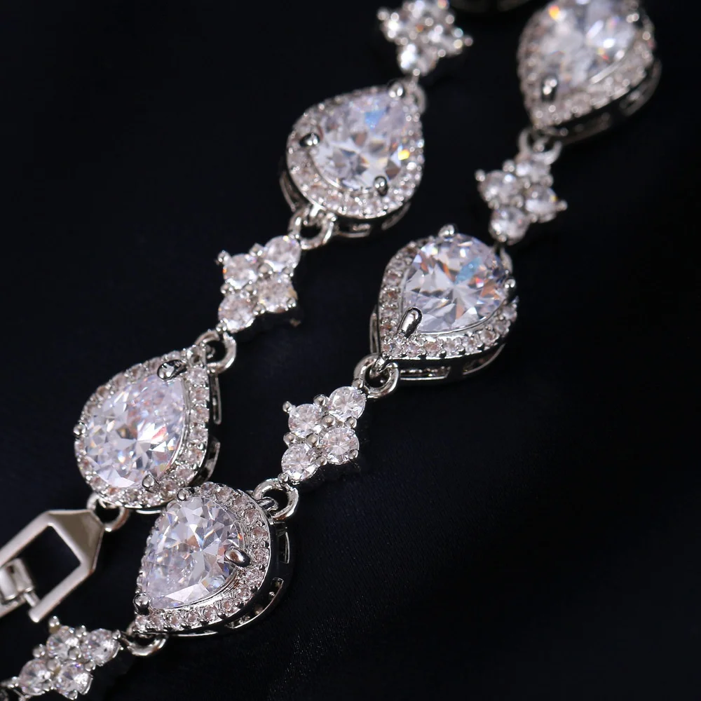 Elegant Teardrop Zircon Bracelets for Ladies