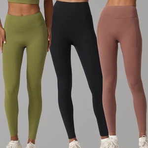 Custom Logo High Waist Yoga Pants Sports Leggings Workout Pant Tummy Control Butt Lifting Nude Feeling Fitness Yoga Leggings