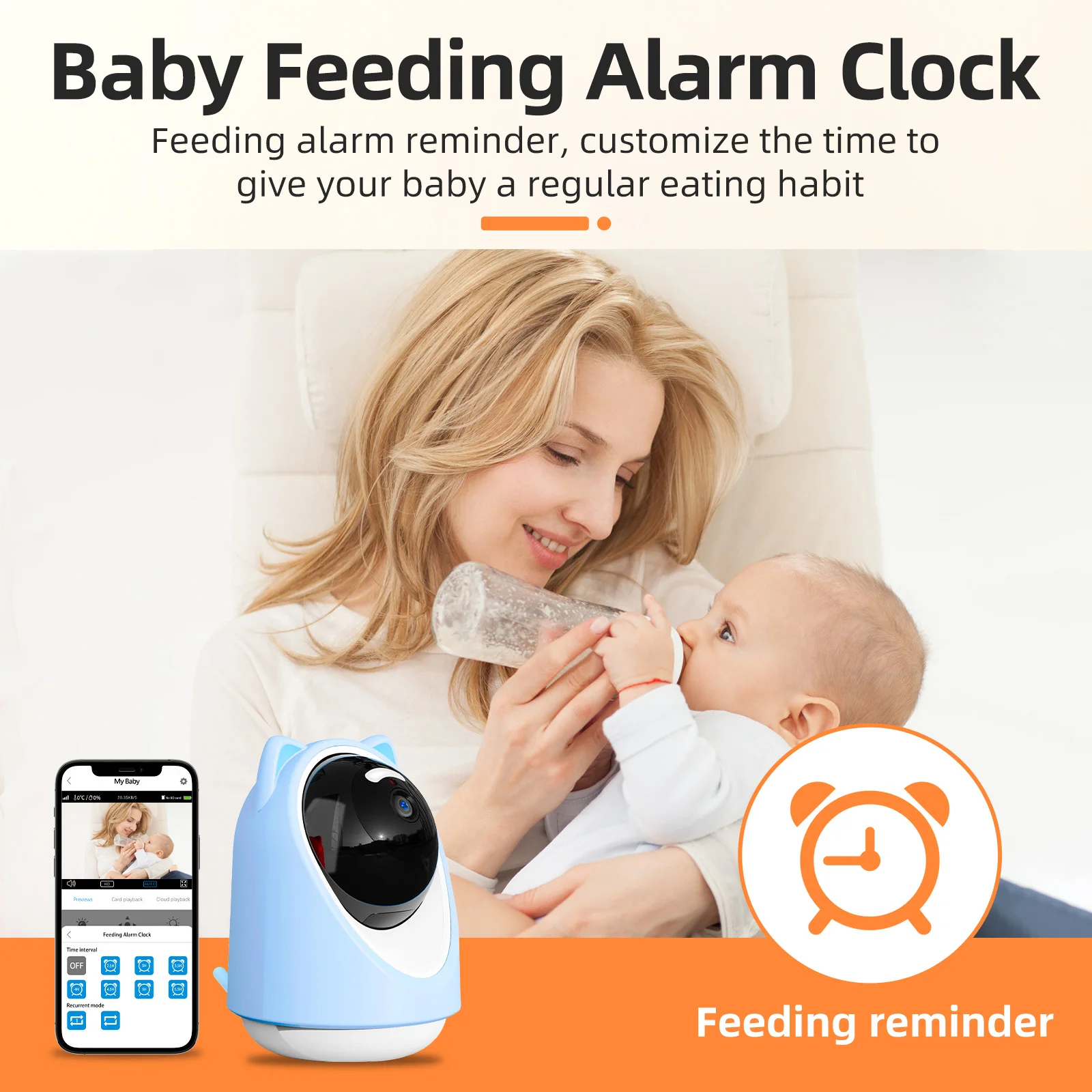 3MP Smart  Camera with Night Vision Temperature  Detection Lullaby Playback Feature Smart Baby Monitor Camera