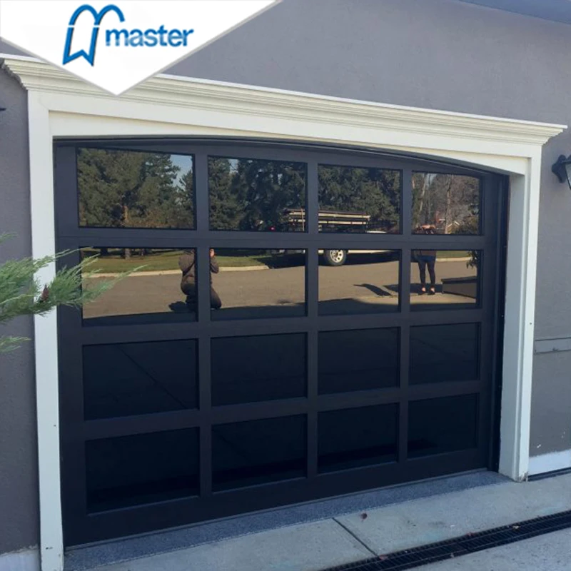 Master Well New Design Modern Aluminum Tempered Full View Glass Garage Door Price Mirror Plexiglass Panel Garage Doors