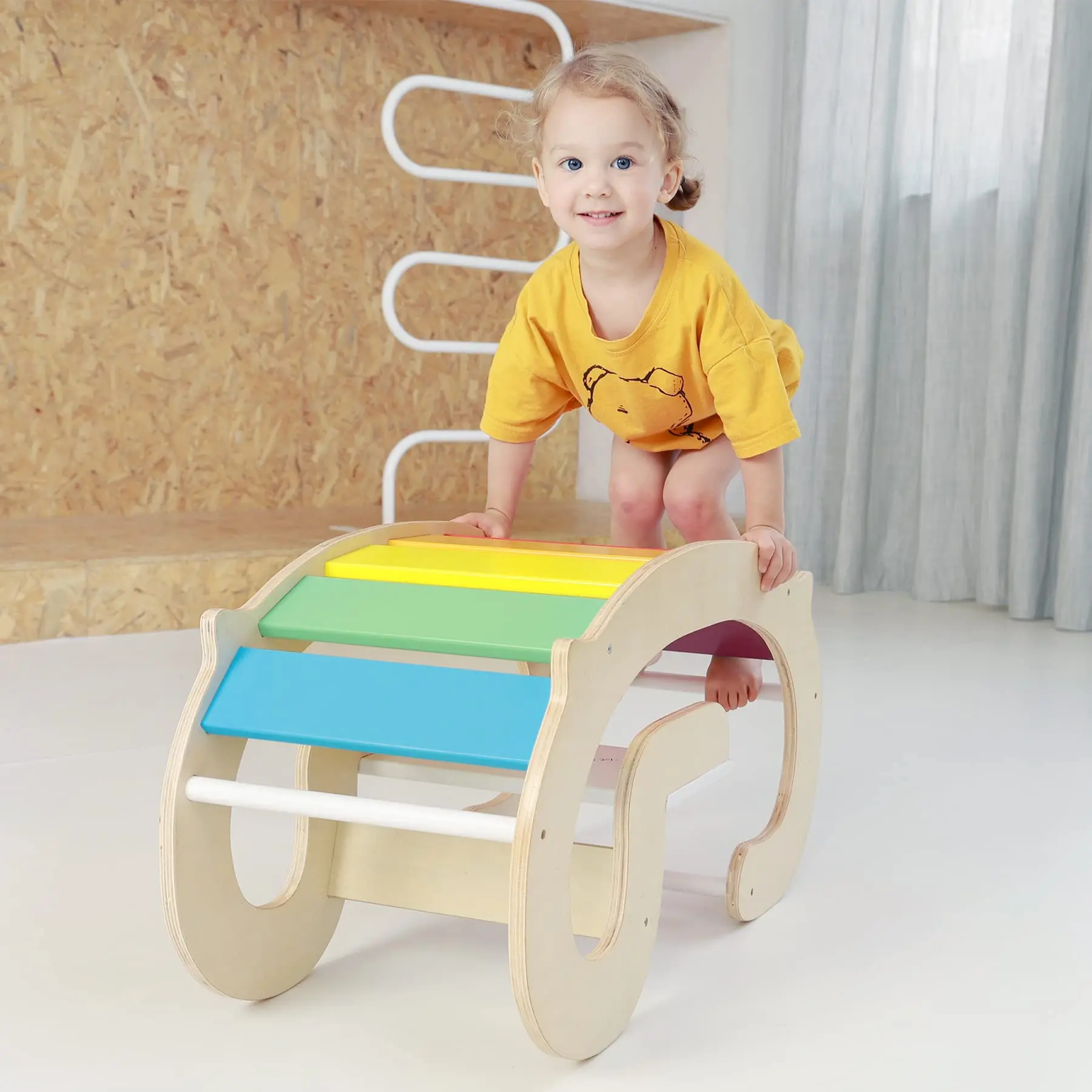 Wooden Children Furniture Sets Baby Montessori Furniture Toys Rainbow ...