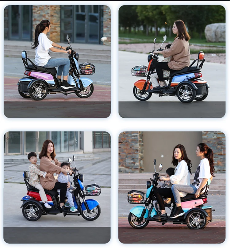 High Quality Model Three Wheel Electric Trike 600W 48V 20AH Double Seat Electric Tricycle for Adults