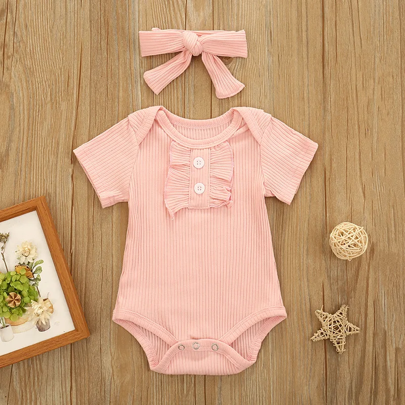 Оптовая продажа; Одежда для новорожденных девочек; Бордовый/розовый комбинезон с короткими рукавами и бантом в комплекте