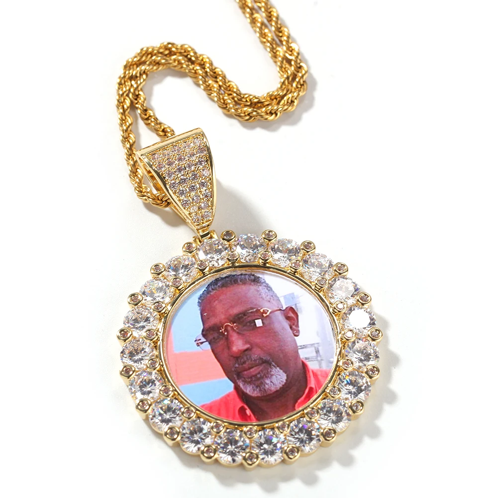 Custom Memory Cubc Zirconia Photo Picture Pendant Necklace Hip Hop Rapper Women Men HipHop Necklaces Jewelry