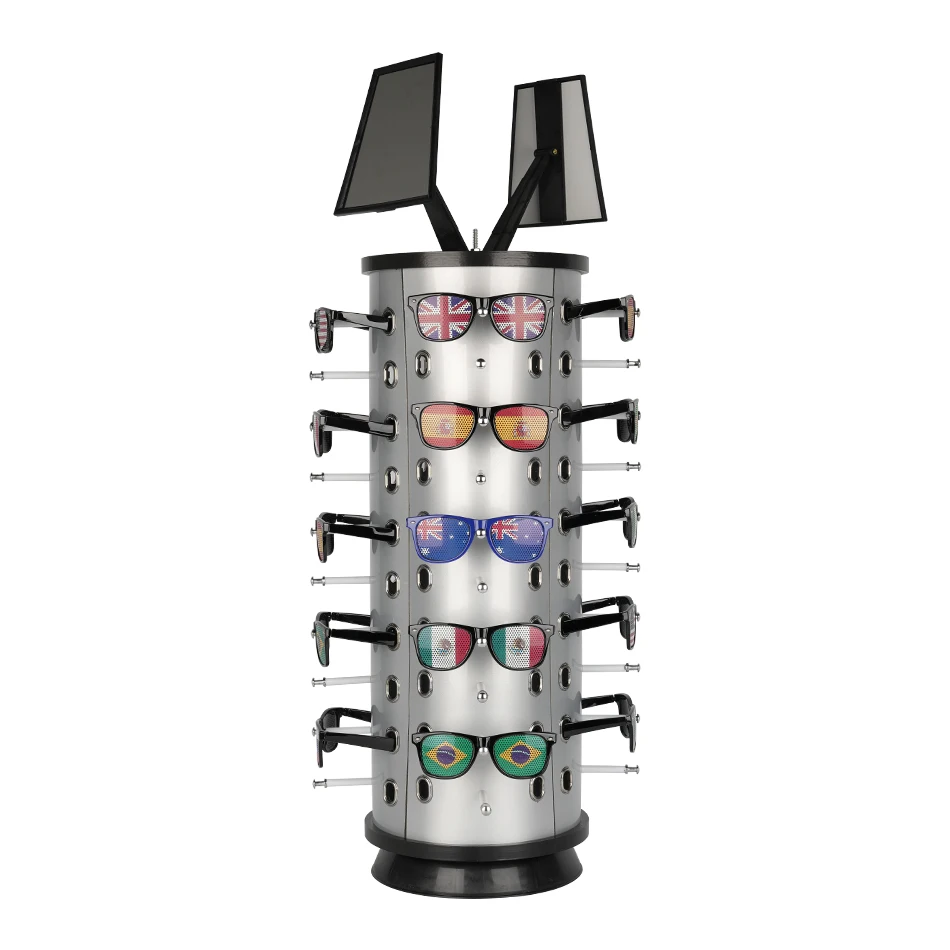 Wholesale Rotatable High Quality Square Sunglasses Display Rack Stand BY7024 with Mirror Eyewear Showing Stand for Sale