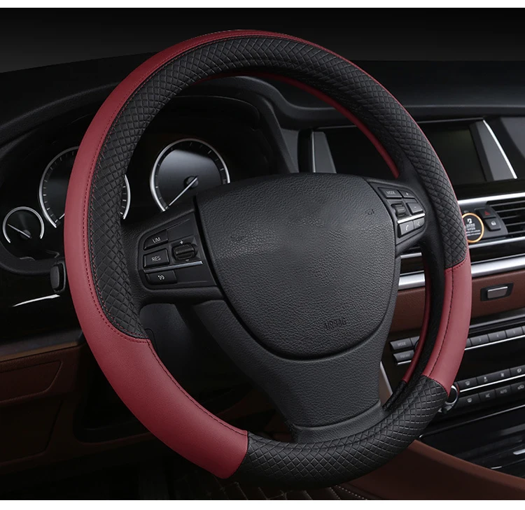 Car Steering Wheel Sport Splicing Diamond PU Leather Hand Wheel Cover Universal Steering Wheel Cover Interior Accessories