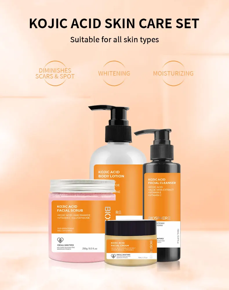 Whitening Kojic Acid Skin Care Set Facial Body Skin Care Remove Dark ...