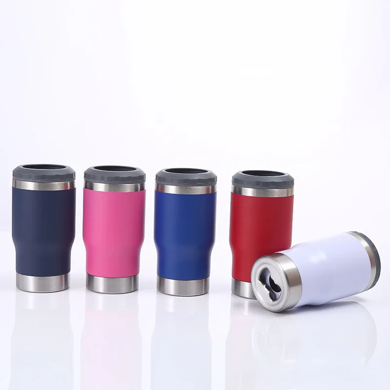 4 In 1 Insulated Slim Can Cooler 12 Oz Cans And Beer Coozies Stainless Steel 14oz Can Holder