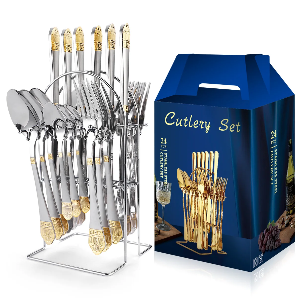 Manufacturer Bulk Silverware Custom Logo Flatware Gold Table Dinner