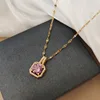 J406 collar de acero de titanio púrpura colgante de cobre