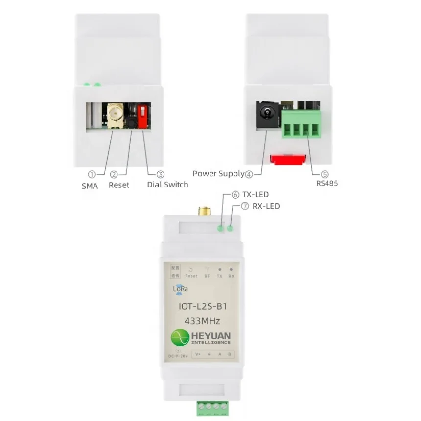 Heyuan 1km Long Range Rs485 To Modbus Converter Wireless Rf Transmitter ...