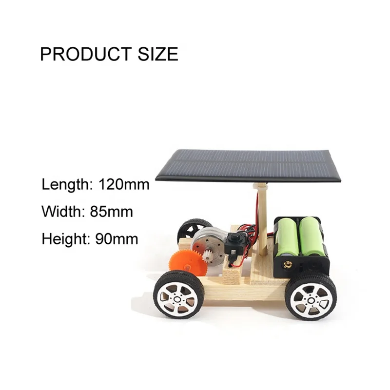 Children Science Experiment Education Diy Assemble Solar Power Panel Wooden Car Toy
