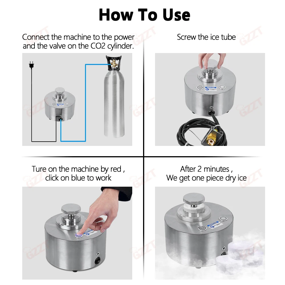 110V 220V Commercial Using Small Food Grade Dry Ice Machine One Key Ice Making Factory Wholesale Co2 Ice Maker Wine Coffee