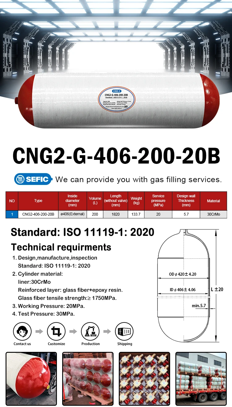 Ece R110 Composite Cng Gas Cylinder Glass Fiber Cng Cylinder For Cars