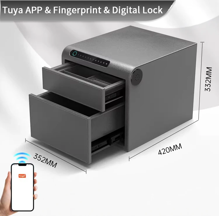 F2-2B CEQSAFE Smart High Quality Luxury Jewelry Box with New Technology Steel Fingerprint Double-layers Safe Box for Home Use