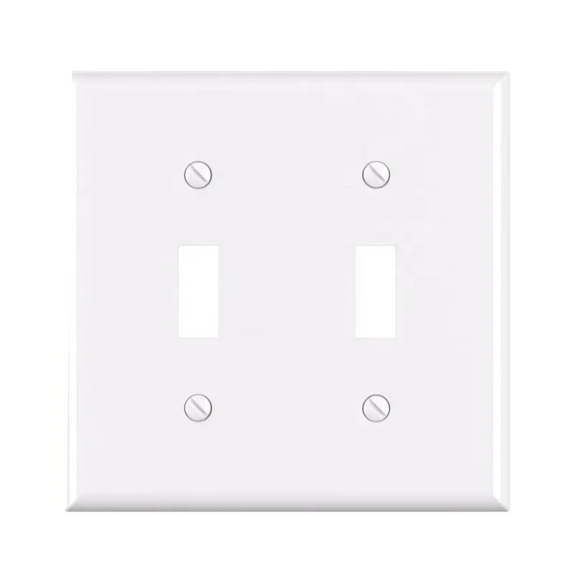 Unbreakable White Midsize 2-Gang Light Switch Plates PVC Toggle Wall Plate