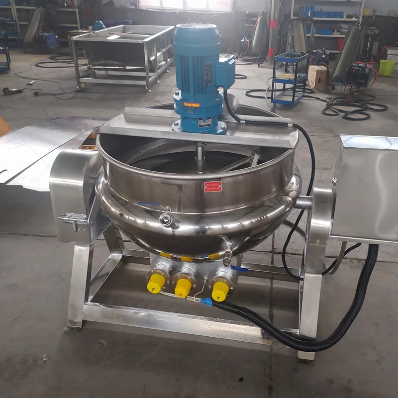 100L 300L 500L Industrial Steam/gas/electric Jacketed Cooking Kettle Cooking Mixer Pot Jacket Kettle With Agitator