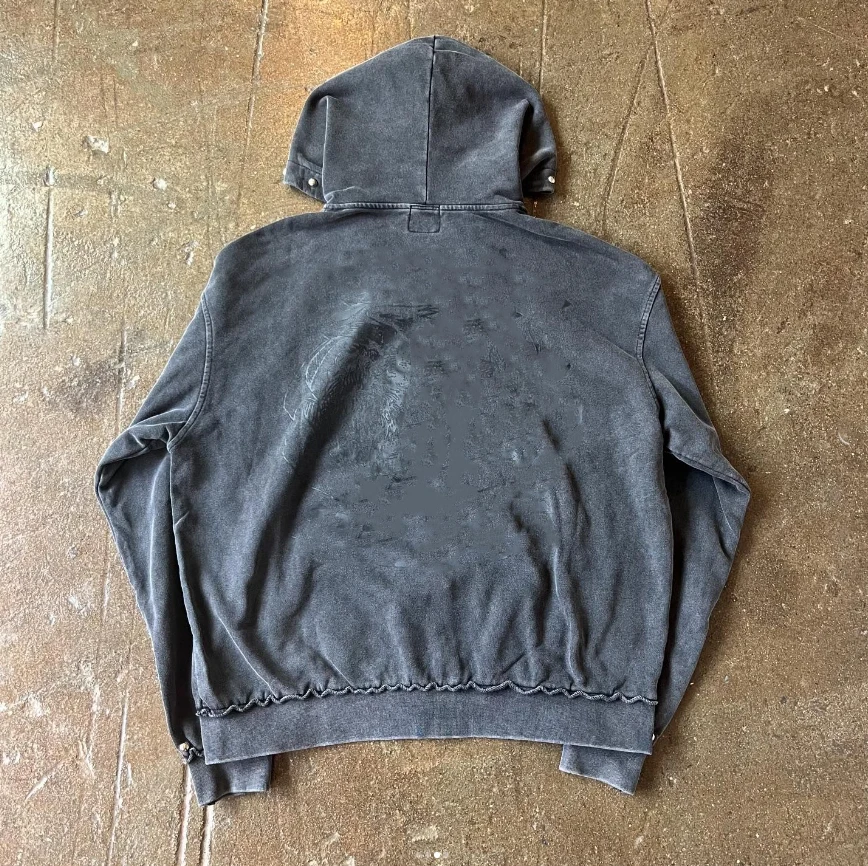 Wholesale Custom Heavyweight Cotton French Terry Vintage Stone Acid Wash Cropped Boxy Zip up Hoodie and Sweat Shorts Set supplier